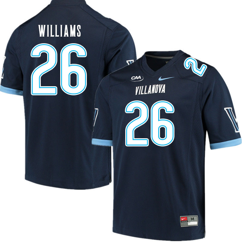 Men #26 Jayvont Williams Villanova Wildcats College Football Jerseys Stitched Sale-Navy